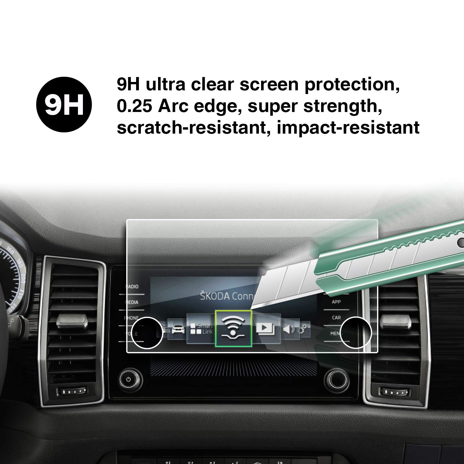 YEEPIN 2017 2018 skoda kodiaq Bolero Amundsen 8-inch tempered glass protective film, 9H hardness explosion-proof scratch-resistant, ultra clear screen protection (8)