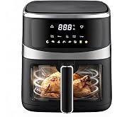 Air Fryer 6QT Digital Oven with Touchscreen, Window, Rapid Heat Circulation | Large Capacity Kitchen Appliance with Oil Less Frying, Adjustable Temp, Timer Func, Healthy Cooking for Fries, Wings &amp; Snacks