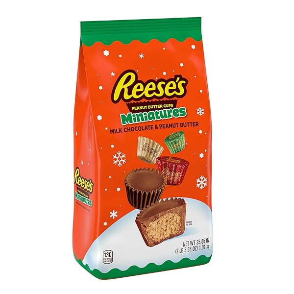REESE’S MINIATURES MILK CHOCOLATE PEANUT BUTTER CUPS, CHRISTMAS CANDY BAG, 35.65 OZ