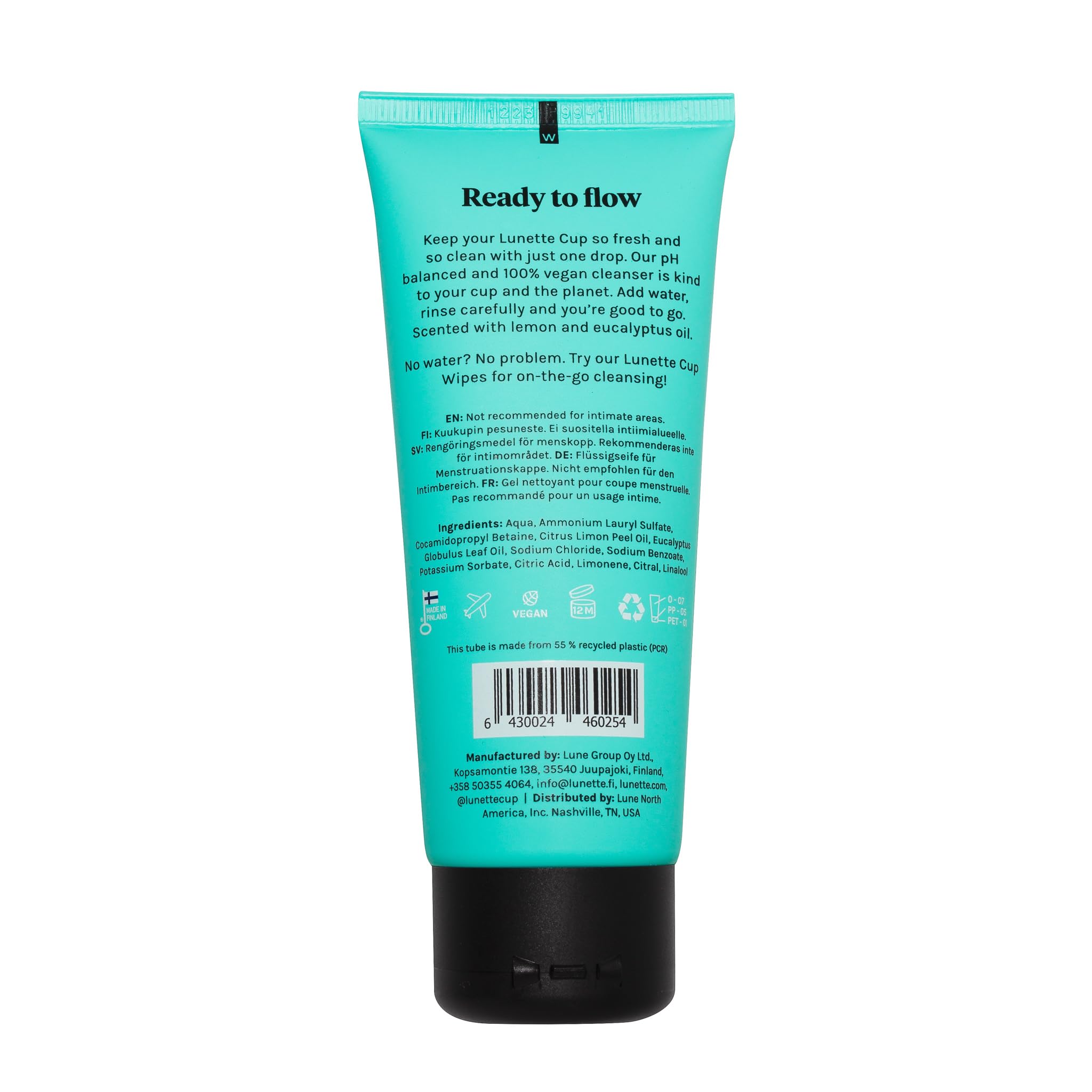 Lunette Cup Wash - Perfect for Your Silicone Period Cups and Discs, Vegan, Natural, No Parabens, 3.4 fl oz (which is Allowed on Most Airlines)