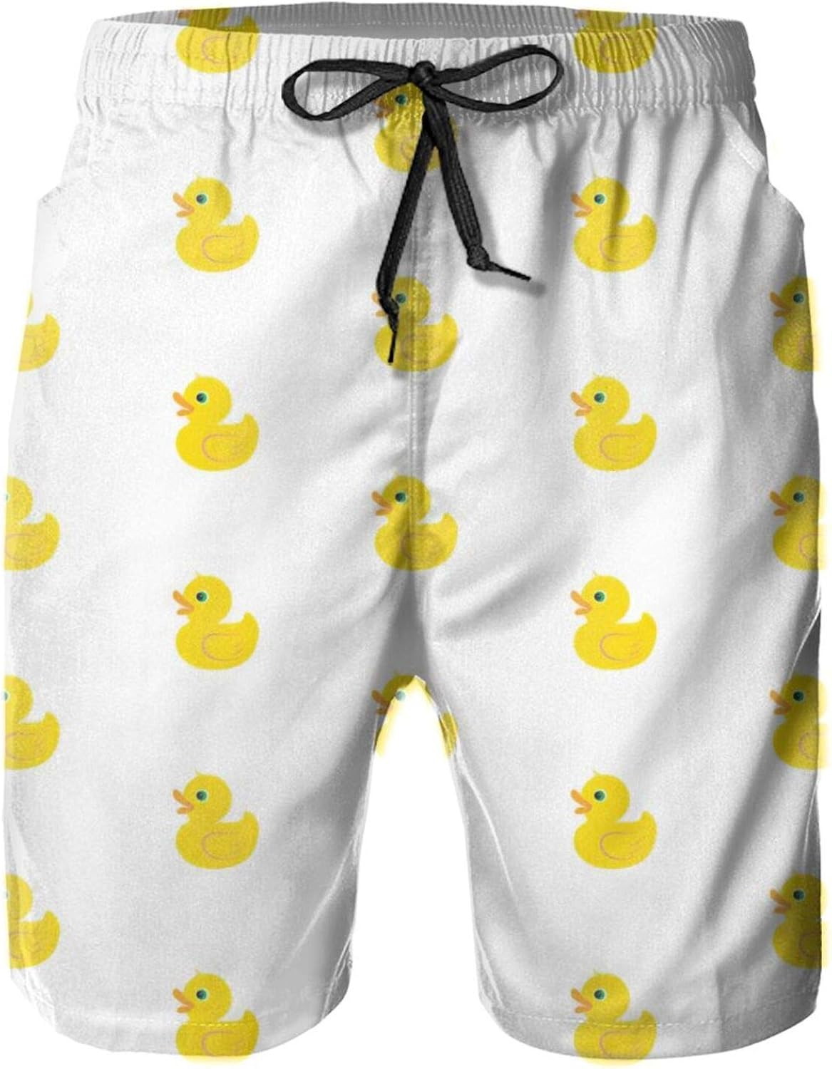 Nixboser Funny Rubber Duck on White Mens Short Swim Trunks Quick Dry