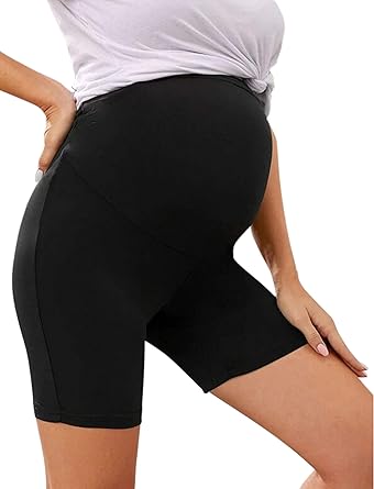 Maternity Shorts Maternity Leggings Over The Belly Stretch Maternity Clothes One Size Fits All Maternity Black Shorts At Amazon Women S Clothing Store