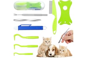 BREMOROU Tick Removal Tool For Dogs 8 In 1 With Storage Box Flea Comb Kit With Tweezers Stainless Steel Tick Tweezers Dog Grooming Combs Cat Comb For Removing Tangles And Knots For Dogs Cats Tick Flea Comb