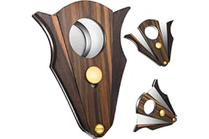 LOTHEE Stainless Steel Wood Cigar Cutter Mini Cutter with Lock System Double Cut Blade Wood Handle for Men Gift Travel Tool Accessories, Easy to Grip (1 Piece)