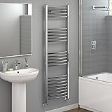 500 x 1600 Heated Towel Rail / Radiator / Warmer - Curved Chrome ...