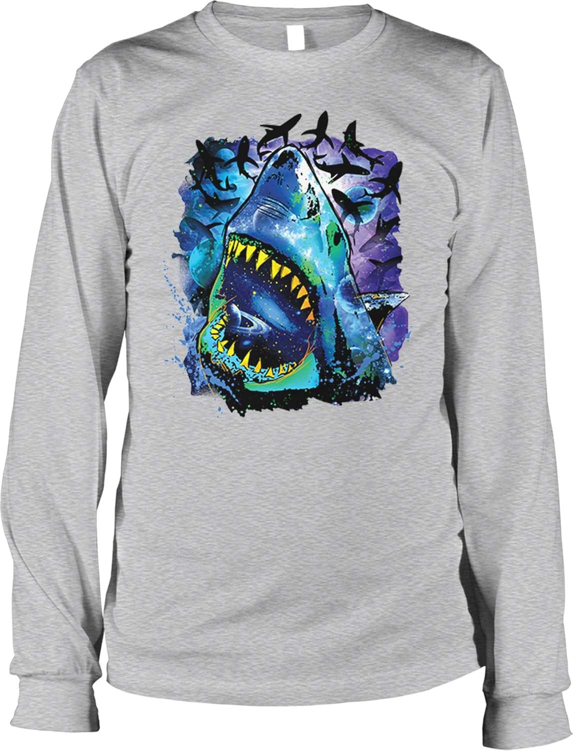 Hoodteez Great White, Cosmos, Galaxy, Space Pattern Men's Long Sleeve Shirt