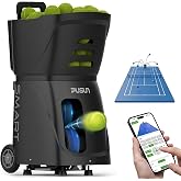 PUSUN｜PT-Smart Tennis Ball Machine: App Control with 12 Built-in Training Modes,6-Level Spin,28-Pt,75 MPH,32.6 lbs,100+ Ball,5H Battery, Portable, for Tennis/Padel,Training, Practice,Beginners to Pros
