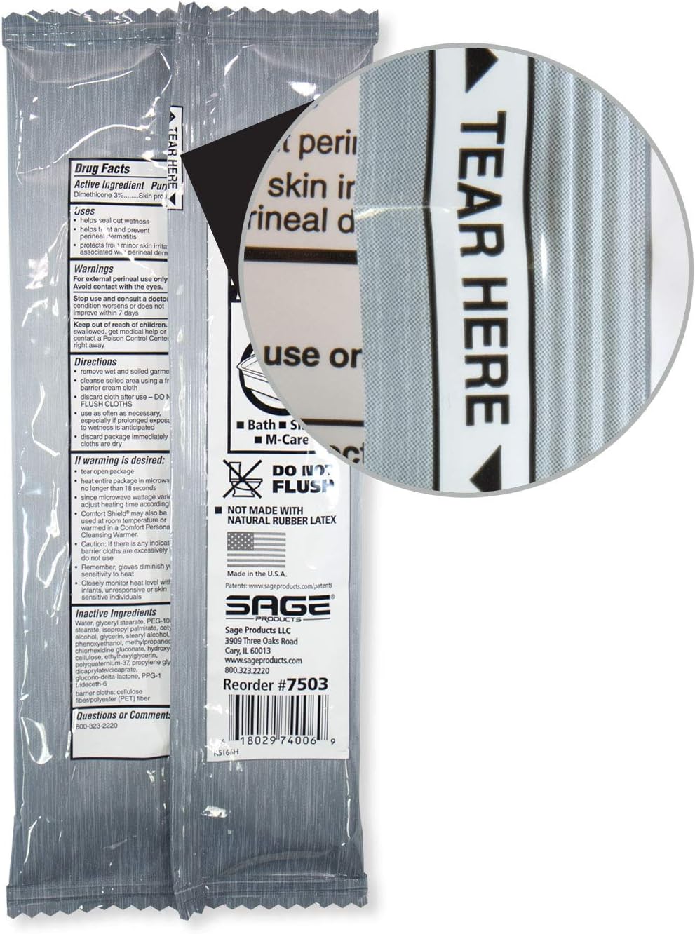 Sage Products Comfort Shield Incontinent Care Wipe - 7503PK - 3 Each / Pack: Health & Personal Care