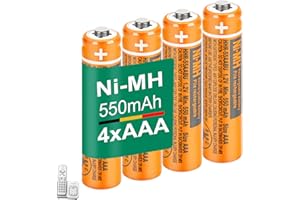 CIEEDE HHR-55AAABU NI-MH AAA Rechargeable Battery for Panasonic 1.2V 550mah 4Pack NiMH AAA Batteries for Panasonic Cordless Phones, Electronics, Remote Controls