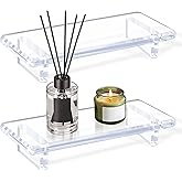 2-Pack Clear Acrylic Bathroom Vanity Tray – Multi-Purpose Waterproof Sink & Countertop Organizer, Soap/Sponge/Brush Holder, Plant & Candle Display Riser, Stain-Proof Compact Tray 8.6"×3.6"×1.5"