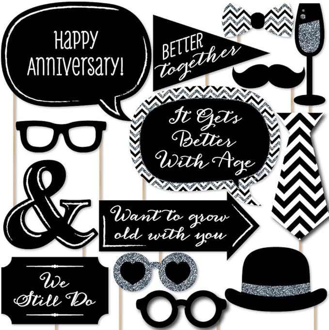 Wedding Anniversary Photo Booth Props Kit 20 Count Amazon.co.uk