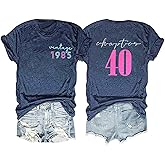 40th Birthday Gift T-Shirt Women Vintage 1986 Birthday Party Shirt Casual Short Sleeve 40 Bday Shirt Tee Tops