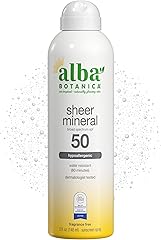 Alba Botanica Sheer Mineral Sunscreen Spray, SPF 50, Fragrance-Free Broad Spectrum, Water Resistant and Biodegradable, 5 fl. 