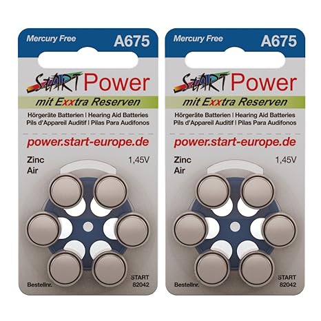 StartPower - 12 Batterien für Hörgeräte - Typ A675-1.45V - 550mAh - PR44