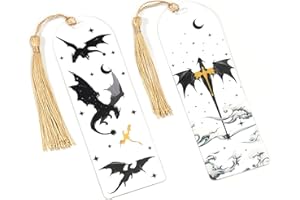 TwoDays 4th Wing Inspired Bookmarks, Fantasy Dragon Acrylic Bookmarks for Bookish Gifts, Cool Romantasy Book Merch for Book Lovers (6"x2", Set of 2)