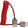 KONDOR BLUE | 4K HDMI to HDMI Thin Short Coiled Braided Cable for On-Camera Monitors, Capture Cards (Red)