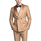 MOGU 2-Piece Velvet Mens Suit Shawl Lapel Tuxedo Slim Fit Dress Suit for Wedding Casual Business Banquet