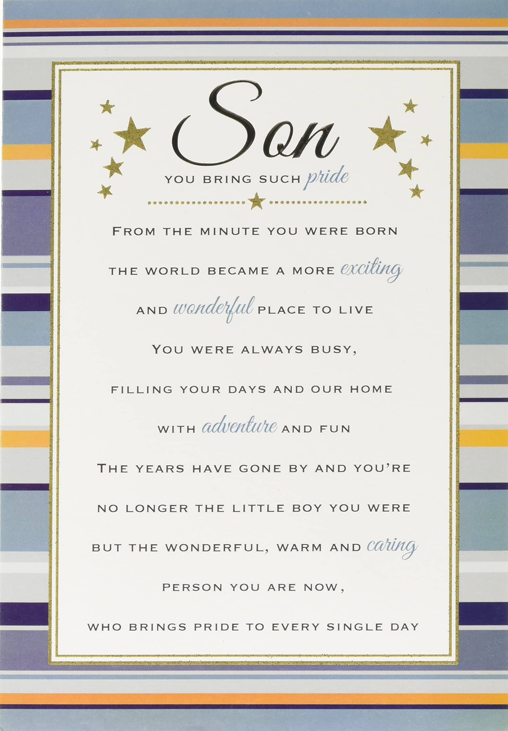 Piccadilly Greetings Heartfelt Wishes Sentimental Birthday Card Son - 9 x 6 inches - Regal Publishing