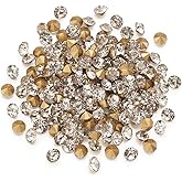Fashewelry 3mm Pointed Back Clear Glass Rhinestone 1440pcs Mini Crystal Diamante Gems Gold Plated for Nail Art Craft Replacing Jewelry