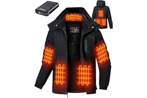 GOTOBI Heated Jackets for Men with 12V 18400mAh Battery Pack, Heated Coat with 8 Heated Zones, Winter Waterproof Ski Jacket