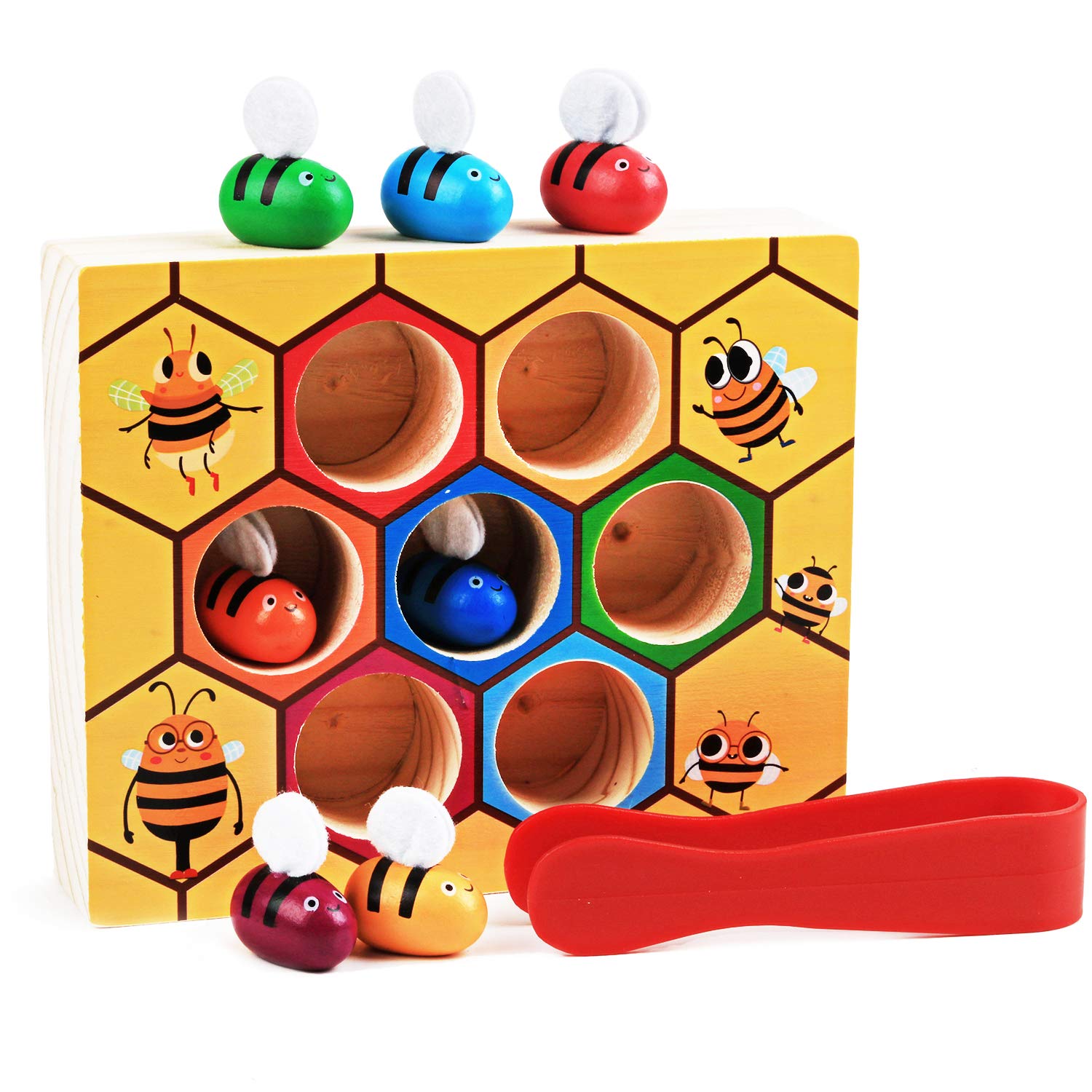 Fansport Toddler Baby Bee Hive Preschool Wooden Toys,Bee Toy,Motor Skills Toys for Toddlers for Baby Early Educational Toddler Montessori Game Motor Skills Toy