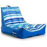 Big Joe Captain's Float No Inflation Needed Pool Lounger with Drink Holder, Blurred Blue Double Sided Mesh, Quick Draining Fabric, 3 feet