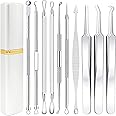 Pimple Popper Tool Kit - Boxoyx 10 Pcs Blackhead Remover Comedone Extractor Kit with Metal Case for Quick and Easy Removal of Pimples, Blackheads, Zit Removing, Forehead,Facial and Nose(All Silver)
