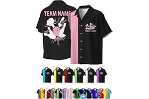 Custom Bowling Shirts Personalized with Name & Team - Lightweight Breathable Fabric for Sports Hawaiian Retro Vintage