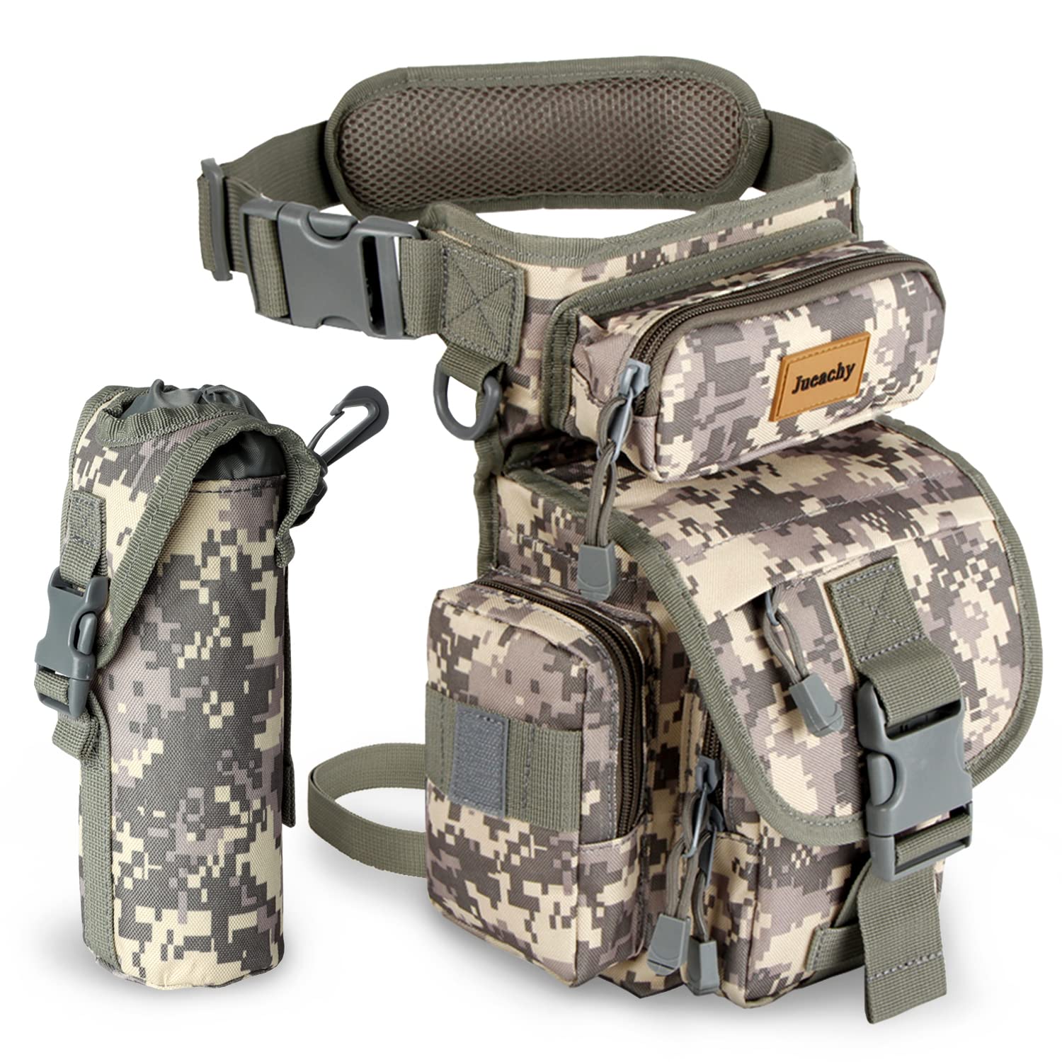 Jueachy Tactical Drop Leg Bag Motorbike Leg Thigh Bag Multifunctional Motorcycle Military Hiking Waist Pack with Water Bottle Pouch for Motorcycling Hiking Traveling Fishing Camping