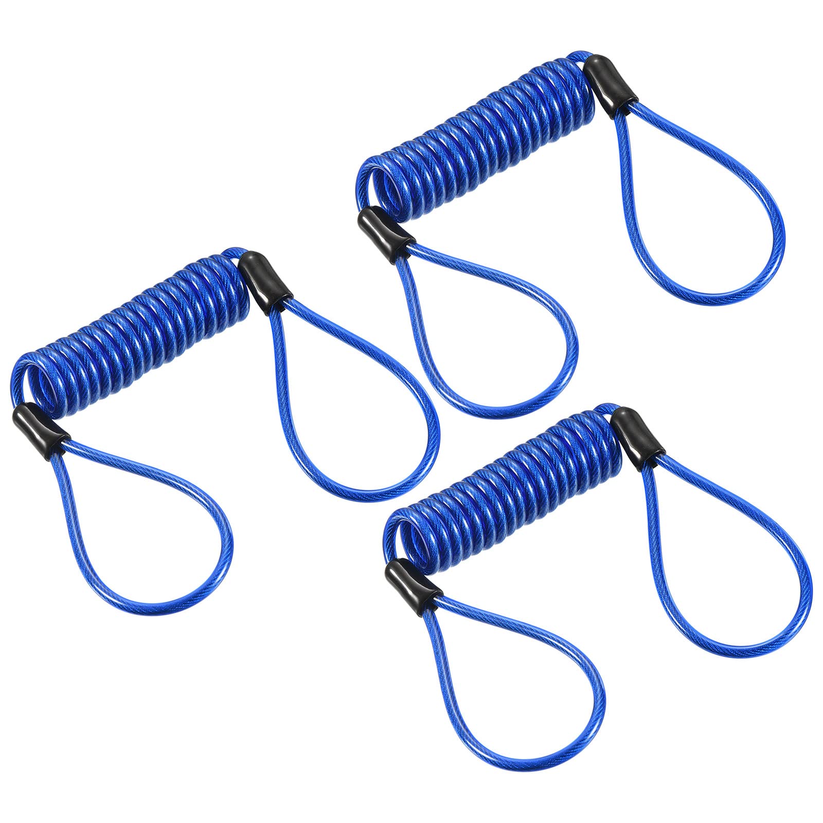 PATIKIL Security Steel Cable 3.5mm x 1.2m/3.94ft Coated Spring Luggage Lock Wire Rope with Double Loop Blue, 3 Pack