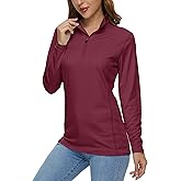 MAGCOMSEN Women's Shirts Long Sleeve 1/4 Zip UPF50+ UV Sun Protection Quick Dry Workout Hiking Athletic Shirts Rash Guard