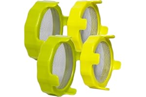 4PCS Plastic Sprout Lids with Stainless Steel Screen for Wide Mouth Mason Jars, Bean Screen Microgreens Growing Kit for Bean 