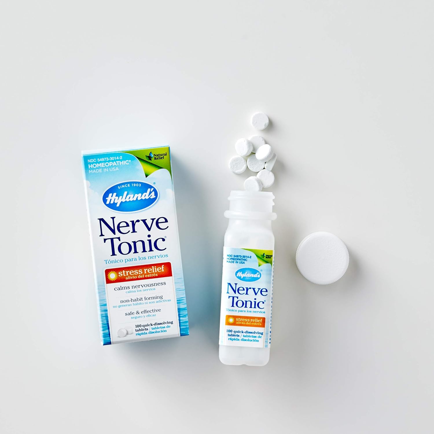 Hyland's Nerve Tonic Stress Relief Tablets, Natural Relief of Restlessness, Nervousness and Irritability Symptoms, Non-Habit Forming, 500 Count: Beauty