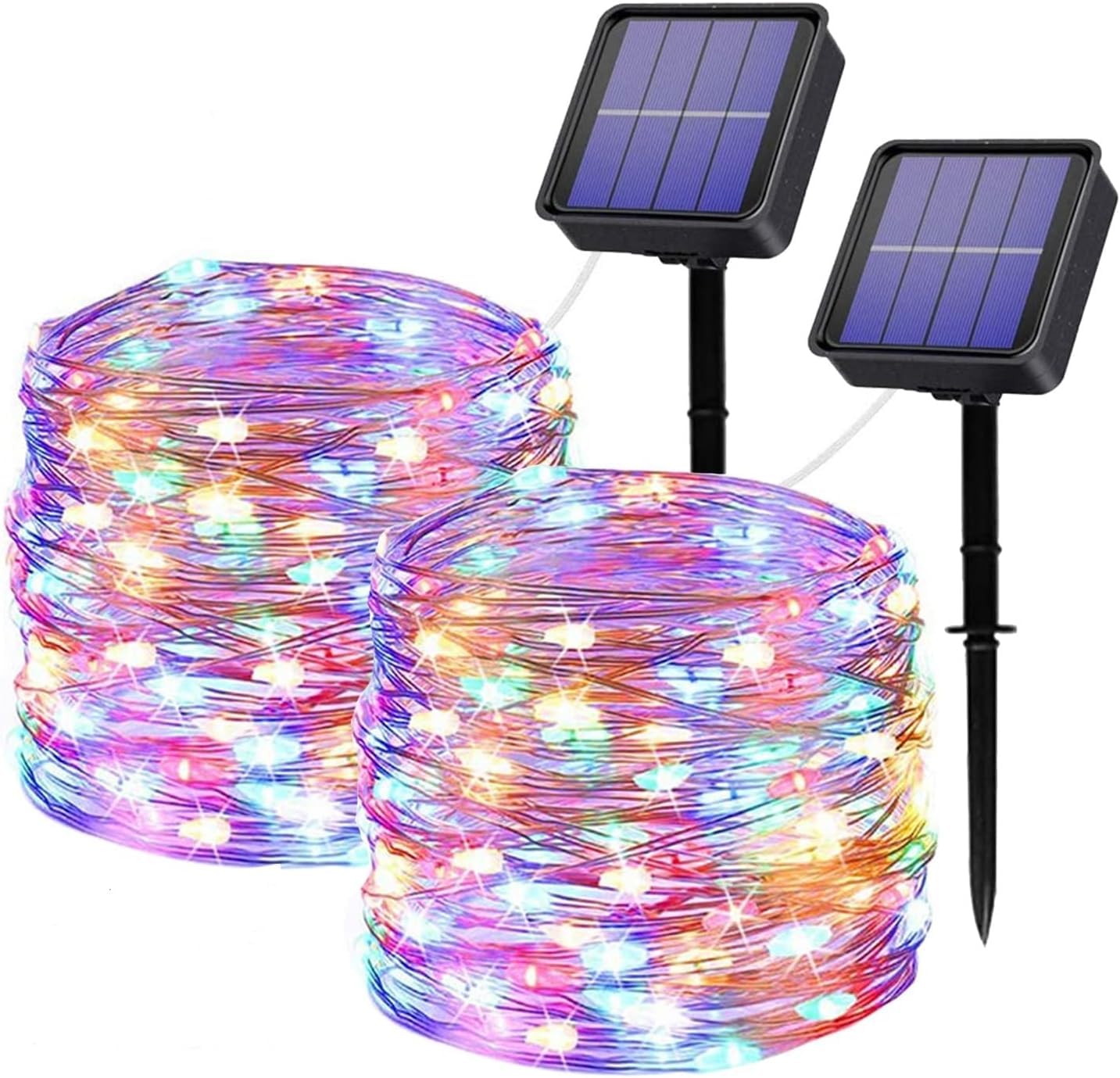 Solar String Lights Outdoor,2 Pack 32M/104.96ft 320 LED Copper Wire Light Waterproof Luminous LED String Lighting Chain 8 Modes Warm White Starry Fairy Lights for Garden Party Home Decoration
