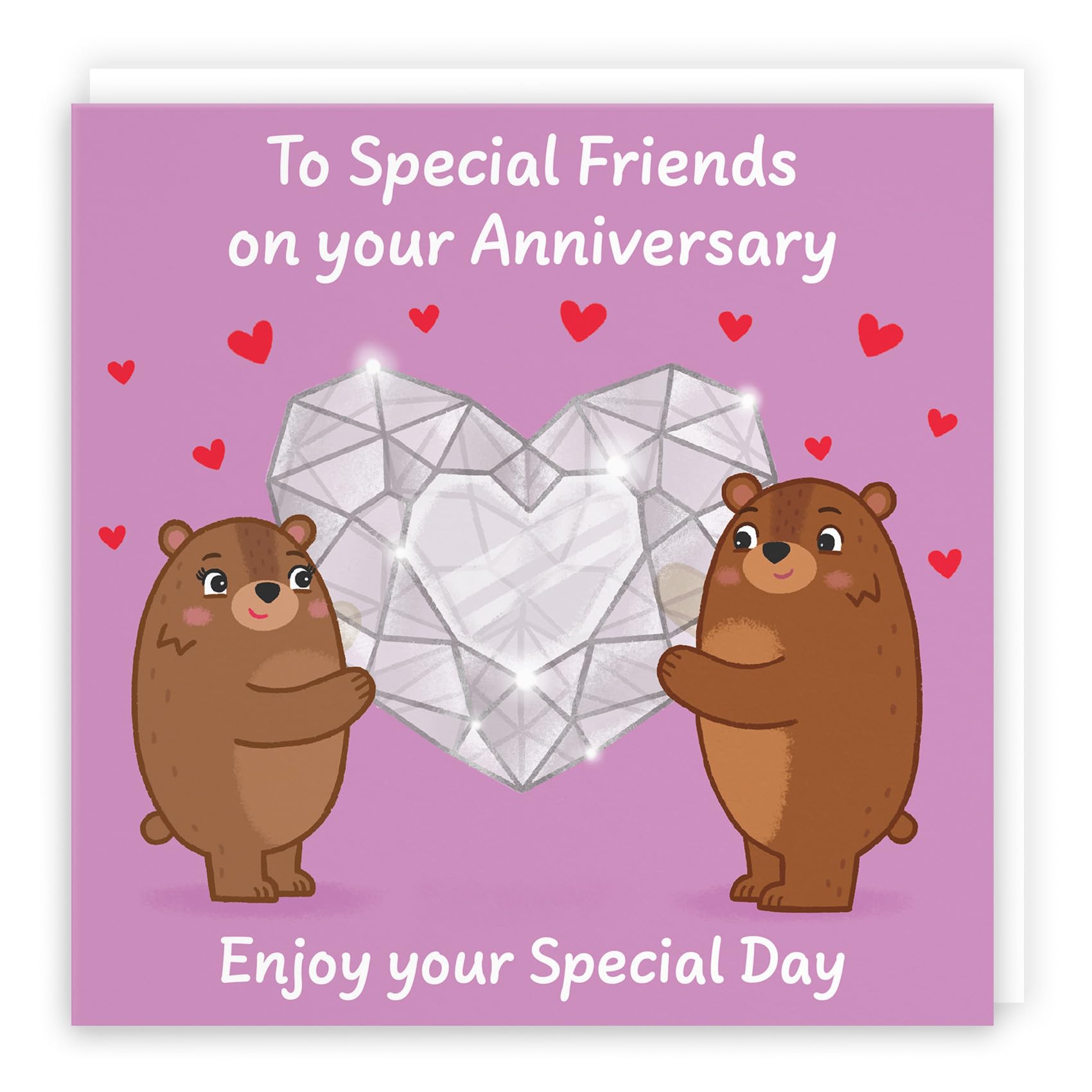 Hunts England - Cute Sparkling Love Friends Anniversary Card - Fun Bears Anniversary Card - Love Story Collection