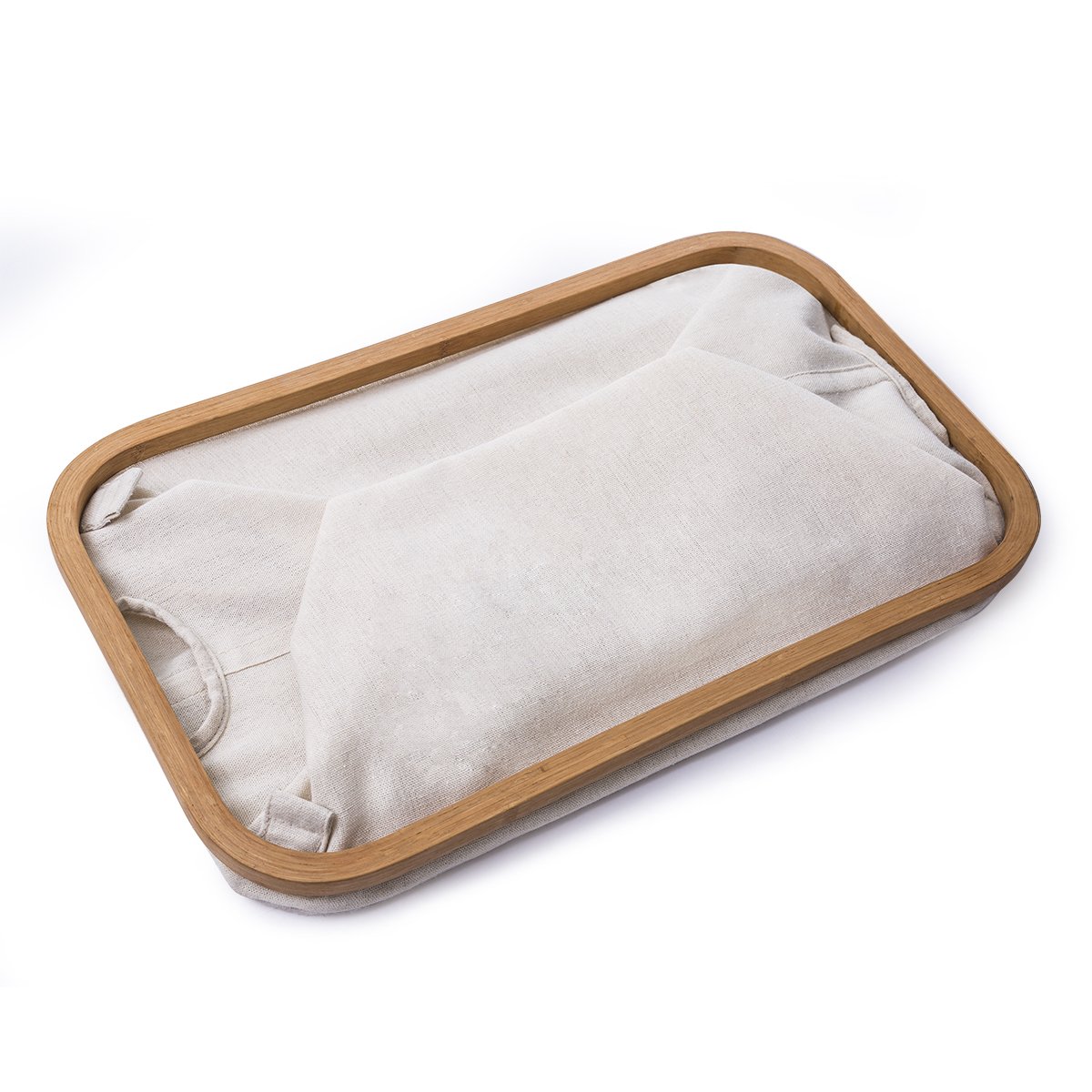 WISHPOOL Bamboo&Canvas Laundry Hamper Baskets Foldable Storage Cube Bin Cut Out Handles For Home Laundry Closet 18 W x 11 D x 16.5 H (inch)