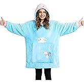 Hello Kitty Sanrio Blanket Hoodie Girls Teens, Kawaii Oversized Fleece Wearable Blanket with Plush Loungewear Gifts for Girls