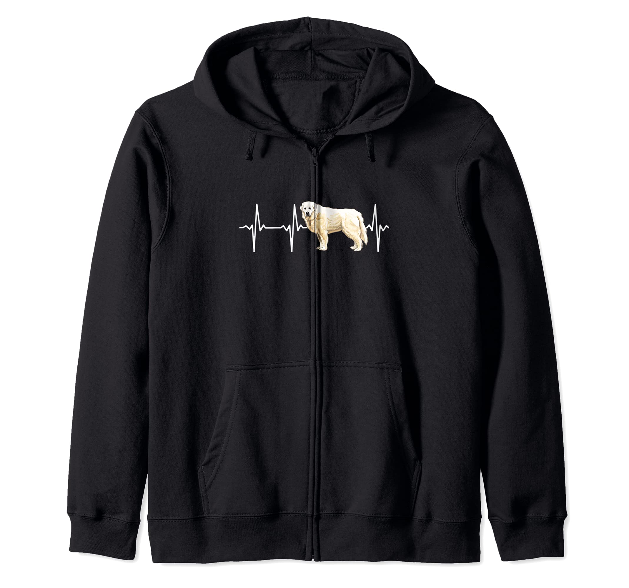 Great Pyrenee Heartbeat Love My Dog Zip Hoodie