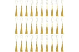 VAPKER Gold Tassels 13cm/5-Inch Silky Handmade Soft Mini Tassels with 2-Inch Cord Loop for Jewelry Making, DIY Projects, Bookmarks