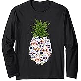 Halloween Pineapple Costume Floral Halloween Sugar Skull Long Sleeve T-Shirt
