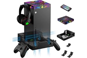 ZAONOOL Wall Mount for Xbox Series X with Cooling Fan and 3 Controller & Headset Holders Wall Mount Kit & Cooling Fan with 200+ RGB LED Light Modes and Remote, Wall Shelf for Xbox X Accessories