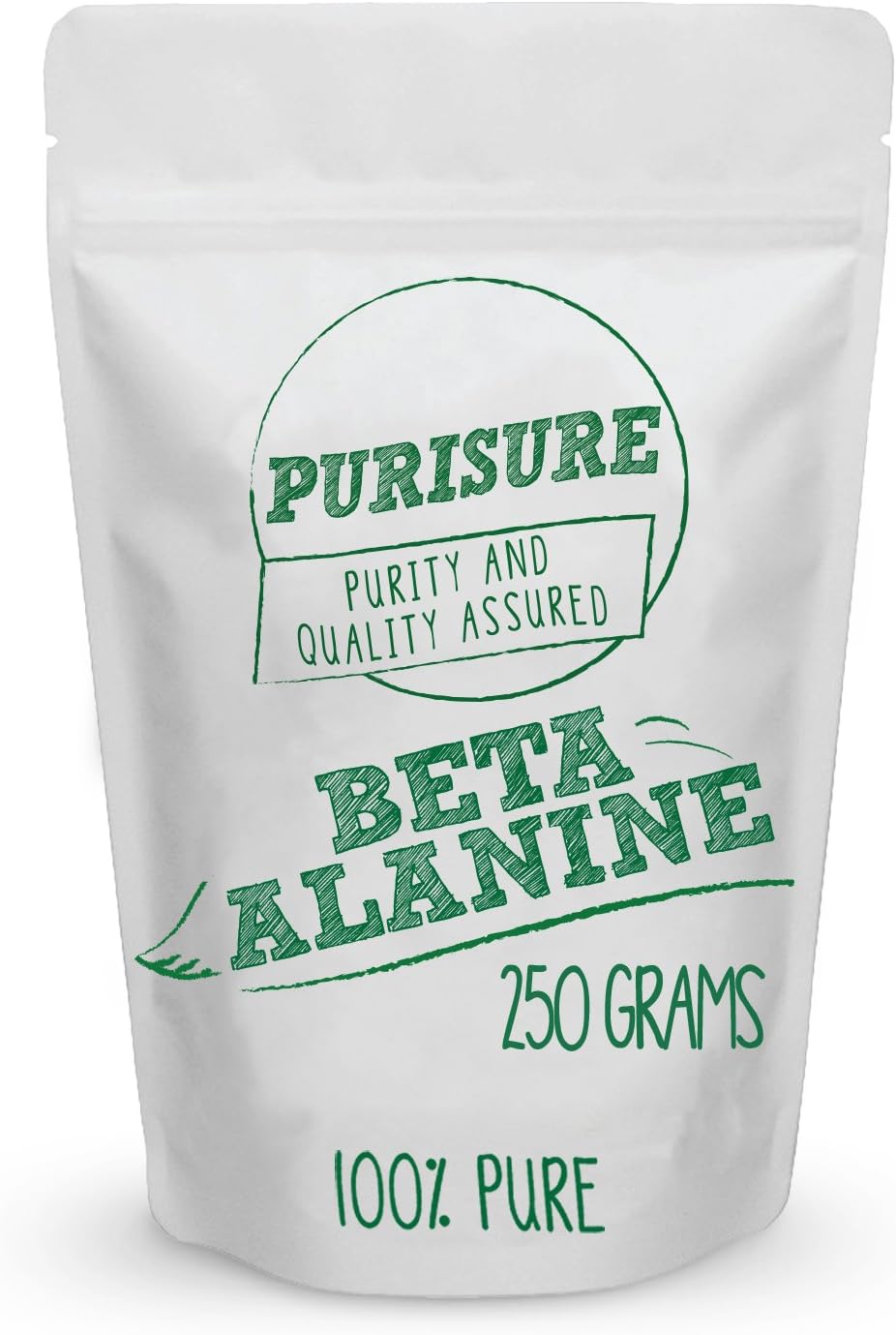 Purisure Beta Alanine Powder 250g (334 Servings), Endurance for Workout, Train Harder for Longer Hours, Increase Muscle Mass, Improved Recovery Time