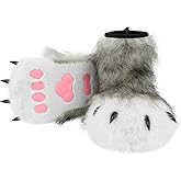 hbbhml Animal Fuzzy Slippers Bear Cat Wolf Dog Fox Fursuit Feet Paw Claw Shoes Furry Boots Costume Accessories for Adult Kids