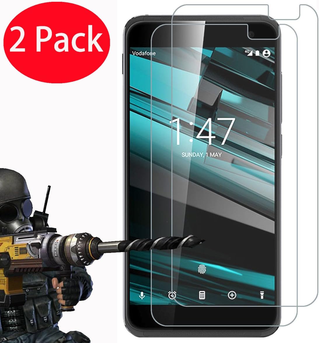2 Pack - Vodafone Smart Platinum 7 Tempered Glass, FoneExpert® Tempered Glass Crystal Clear LCD Screen Protector Guard & Polishing Cloth For Vodafone Smart Platinum 7