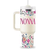 ROSTANTEN Nonna Gifts for Nonna Birthday Gifts for Nonna Best Nonna Gift from Grandkids for Mothers Day Christmas 40oz Travel Cup Insulated Tumbler with Lid & Straw
