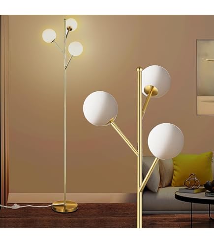 Floor Lamps For Living Room Gold Frosted Glass Globe Floor Lamp