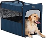 Petsfit Lightweight Foldable Dog Travel Crate Large Blue with Mat view 1