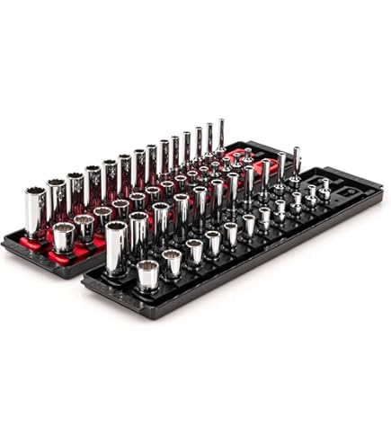 TEKTON 1/4 Inch Drive 12-Point Socket and Ratchet Set with Rails