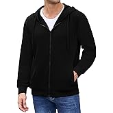 PEGENO Mens Zip Up Hoodie Lightweight Fleece Jacket with Drawstring Hood for Streetwear Hiking Travel Sports and Casual Wear
