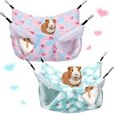 Boao 2 Pcs Guinea Pig Rat Hammock for Pet, Mint Green, Pink, Heart Pattern